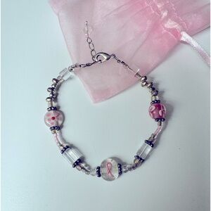 Breast Cancer Awareness Beaded Bracelet